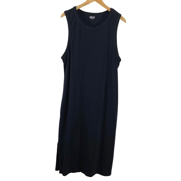 Able Womens Cotton Blend Tank Maxi Dress sz XL Black Comfort Ethical Sustainable - Picture 1 of 10